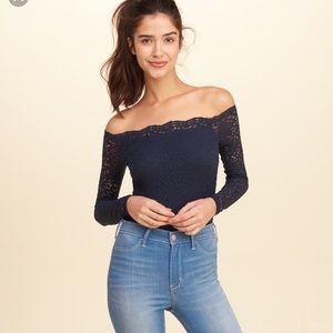 Hollister off the shoulder lace bodysuit